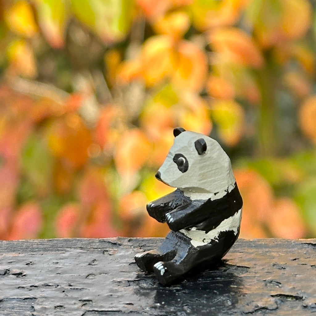 Miniature Wooden Sitting Panda
