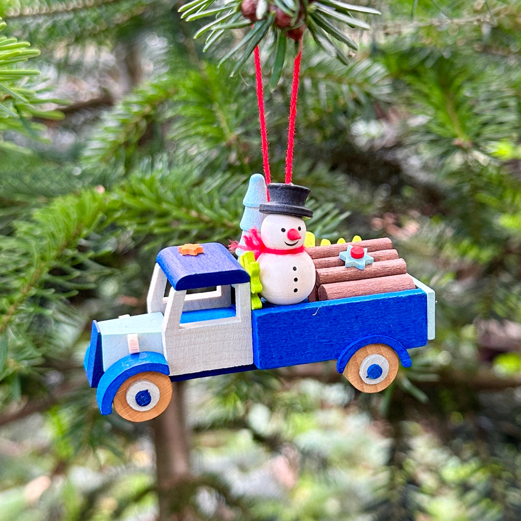 Snowman on a Truck Tree Decoration