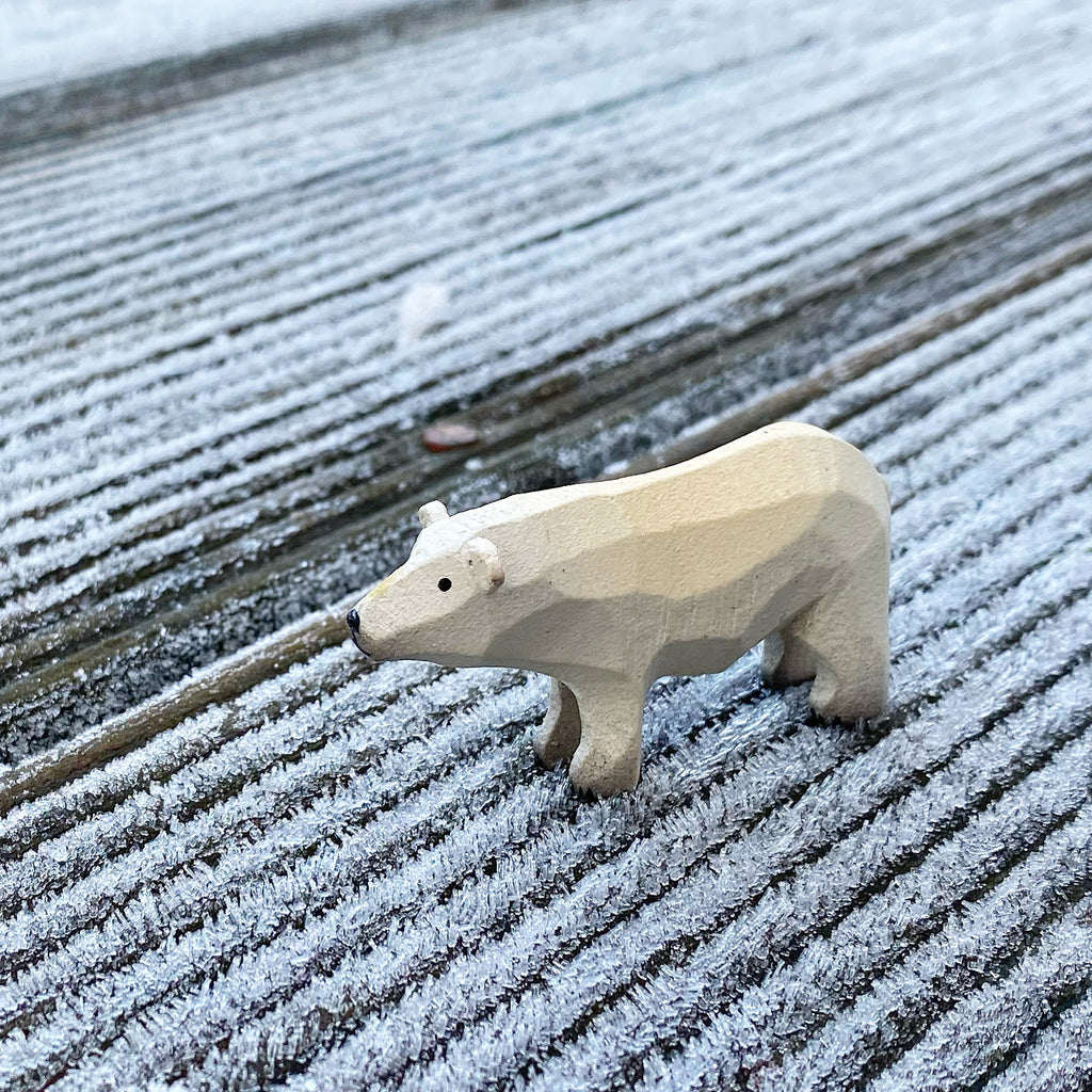 Miniature Wooden Polar Bear