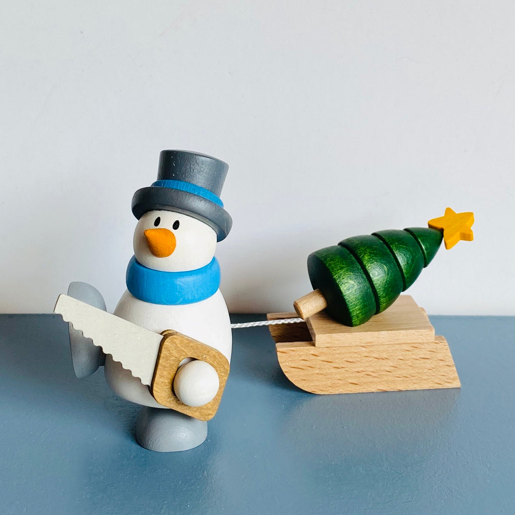 Snowman chopping Tree