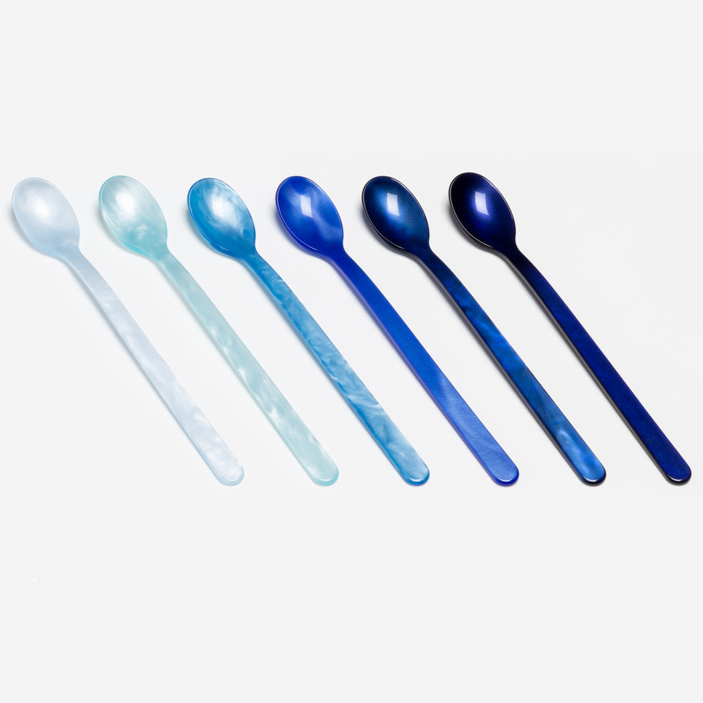 Set of Six Long Drink Spoons (blue)