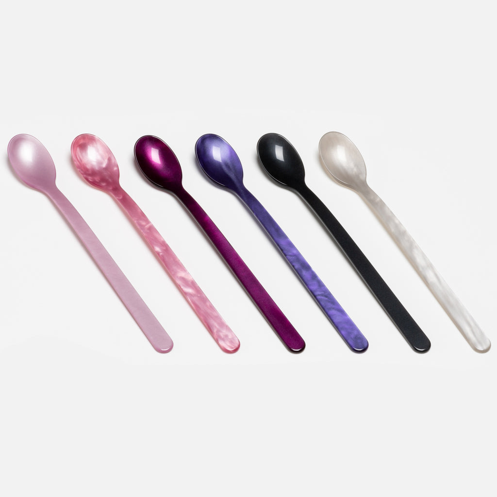 Set of Six Long Drink Spoons (purple)