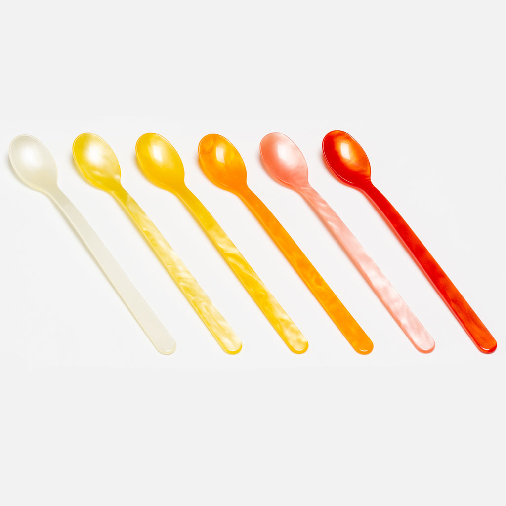 Set of Six Long Drink Spoons (yellow/orange)