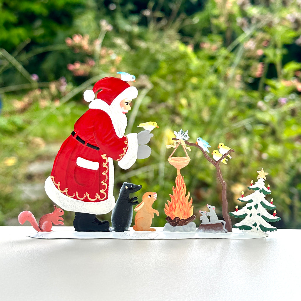 Santa with Woodland Animal Campfire