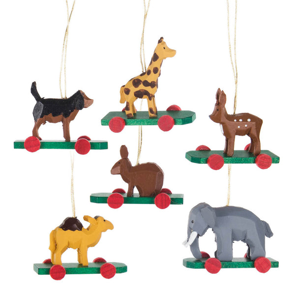 Set of Six Fahrtiere Tree Decorations