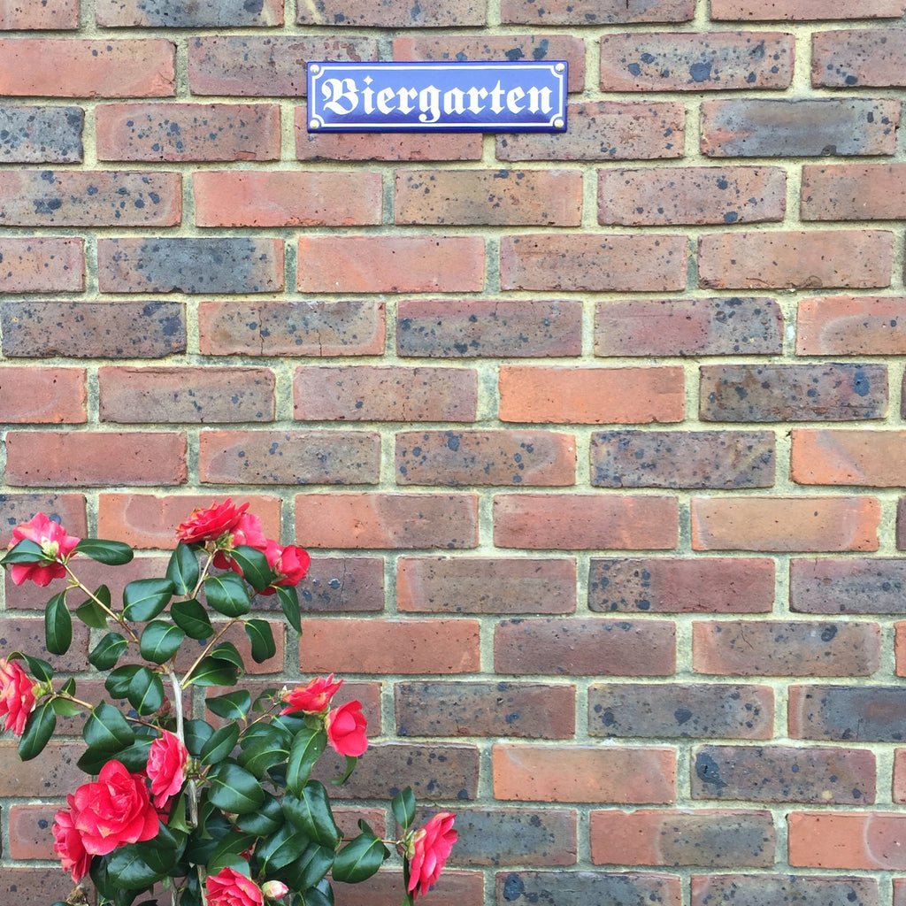 Biergarten Enamel Sign