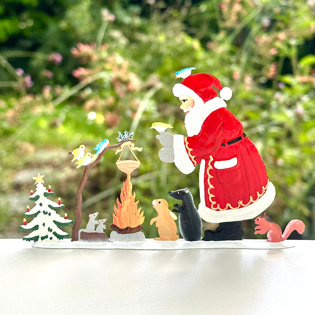 Santa with Woodland Animal Campfire