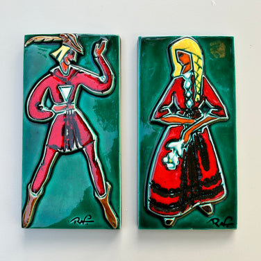 Pair of 1970s Relief Wall Tiles