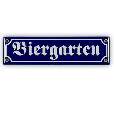 Biergarten Enamel Sign