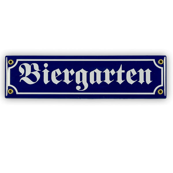 Biergarten Enamel Sign
