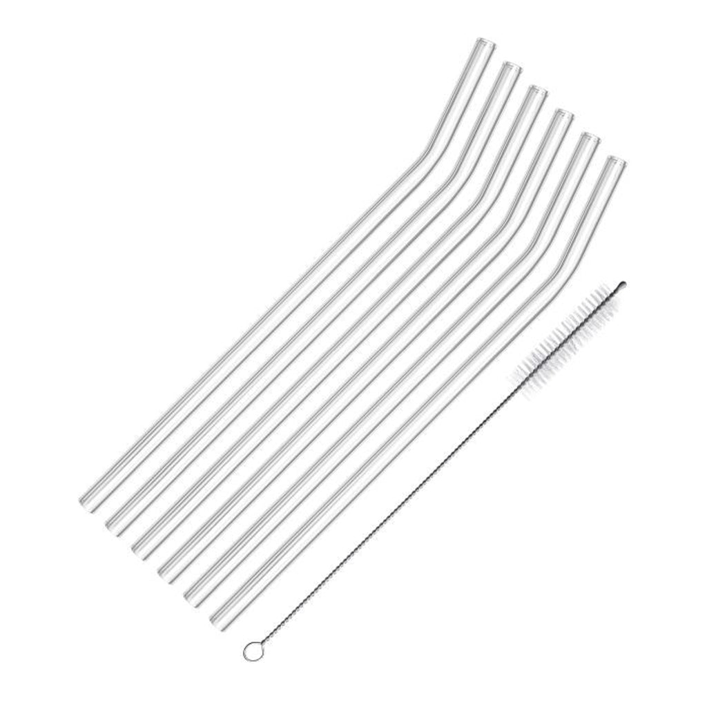 6 Bent Glass Straws