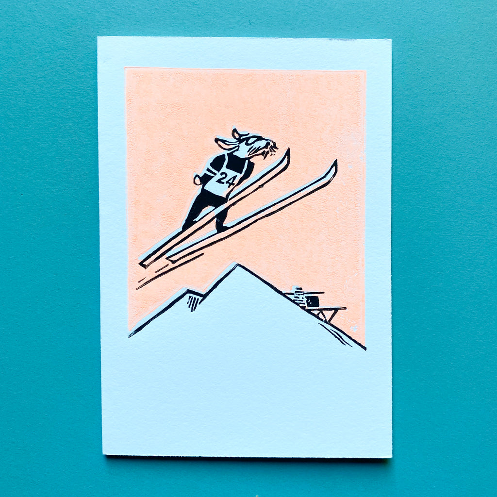 Lino Cut Card - Ski Jump