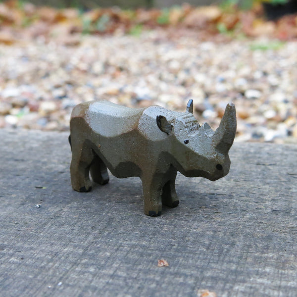 Miniature Wooden Rhino