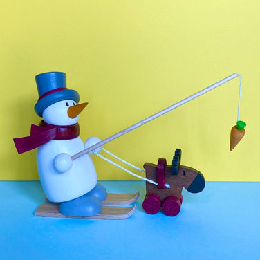 Snowman on Skis with Moose