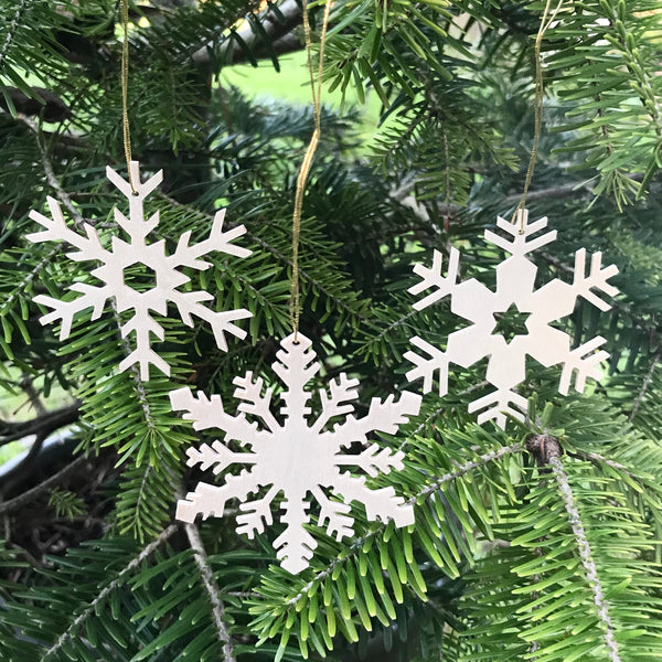 Wooden Snow Crystals Tree Decorations