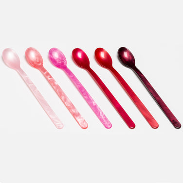 Set of Six Long Drink Spoons (red)